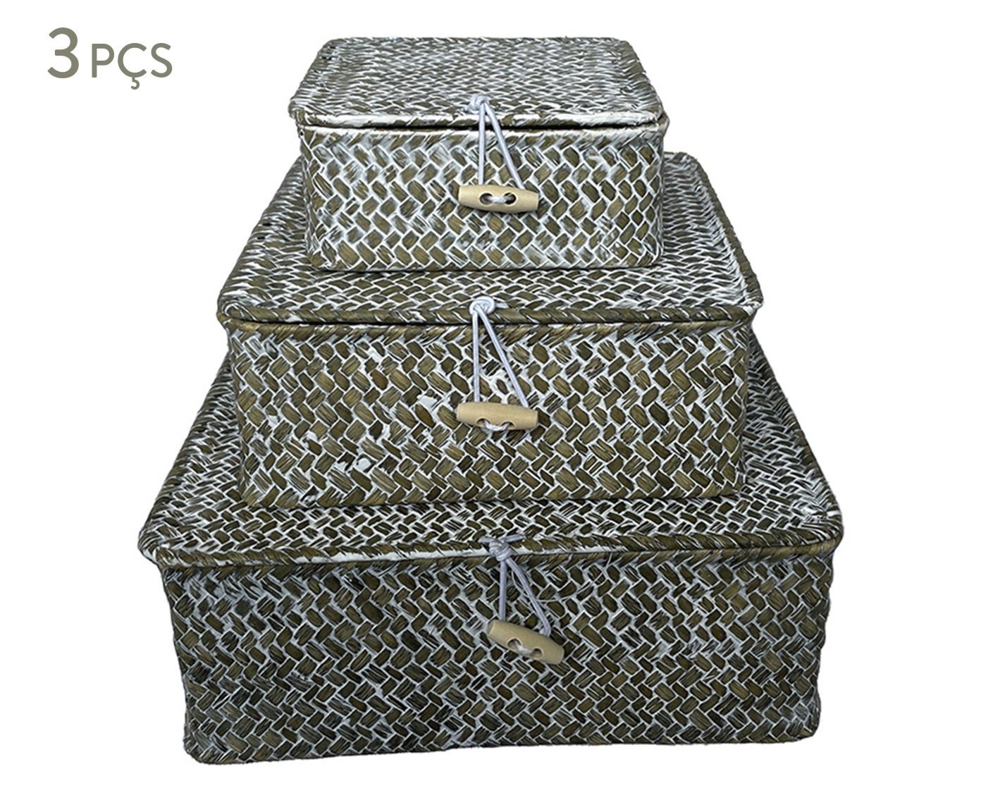 Jogo de Caixas Decorativas Nizzare Marrom e Branco - image 0