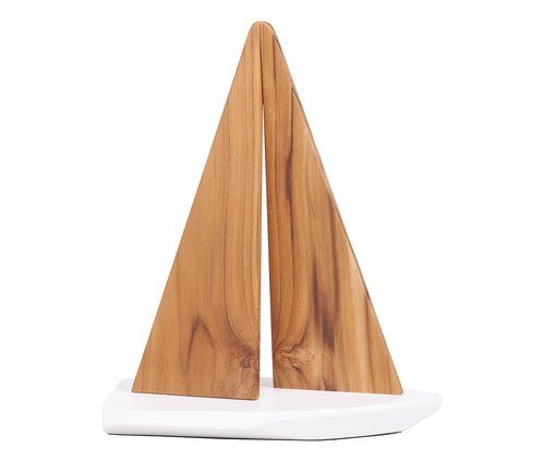 Escultura Caravela Branca e Bege - image 1