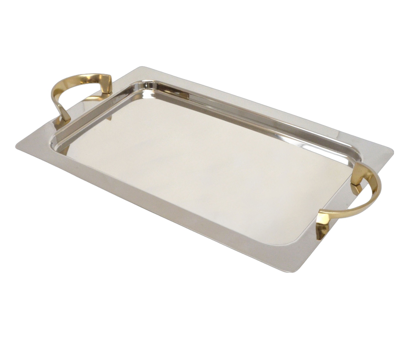 Bandeja Decorativa Croma Dourado e Prata image number 0