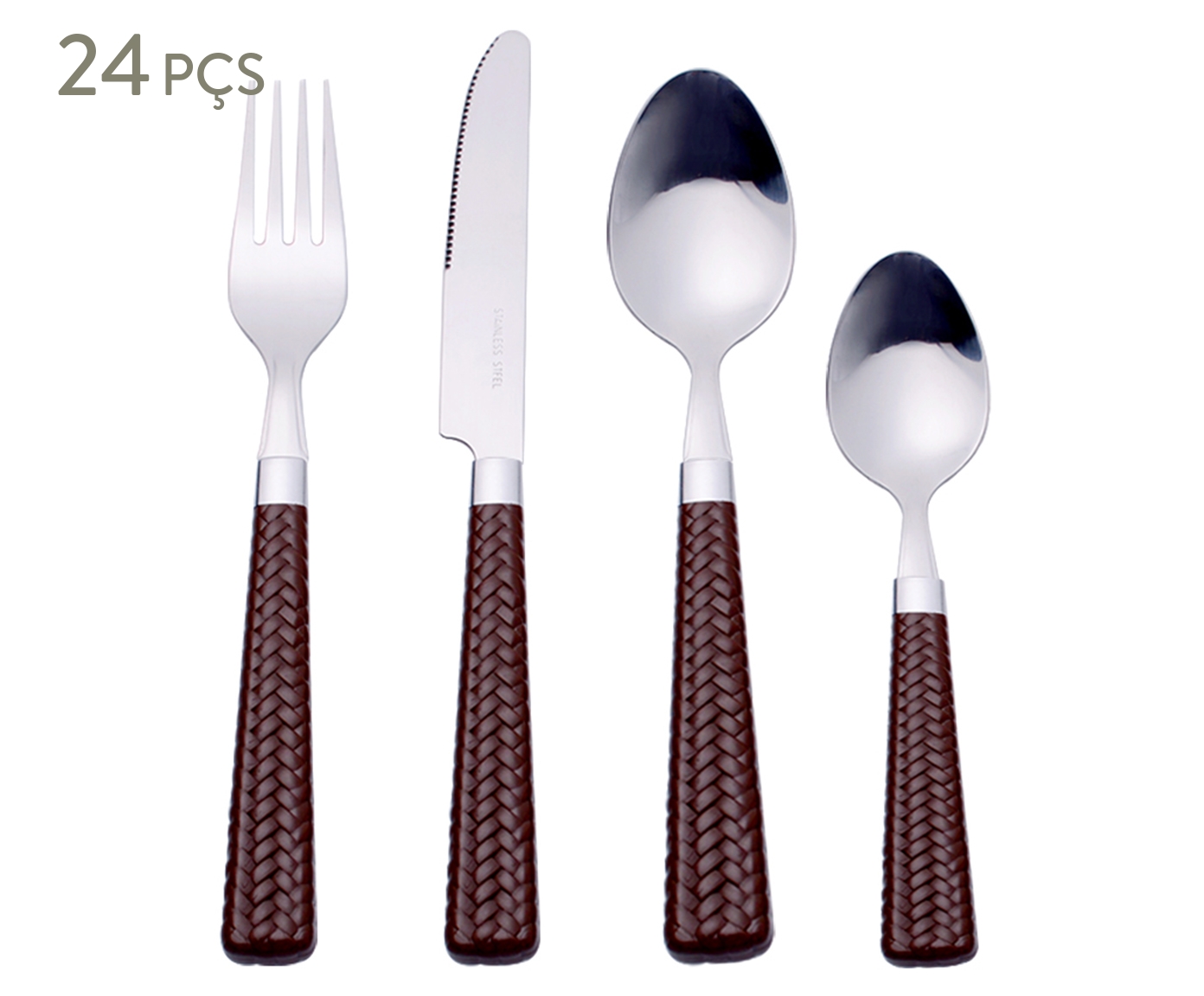 Faqueiro em Inox Wicker Marrom - image 0