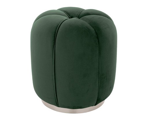 Puff Luna com Base Prateada em Veludo Verde image number 2