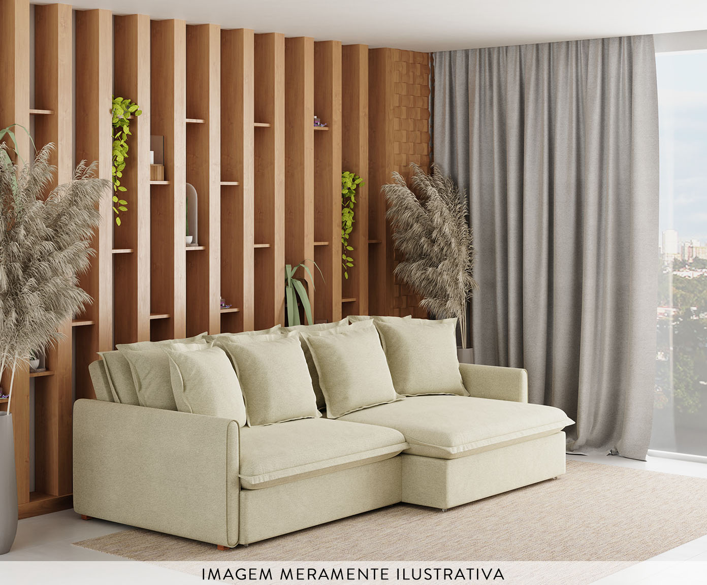 Sof&aacute; Modular de Linho Hope Cru Confort&aacute;vel image number 9