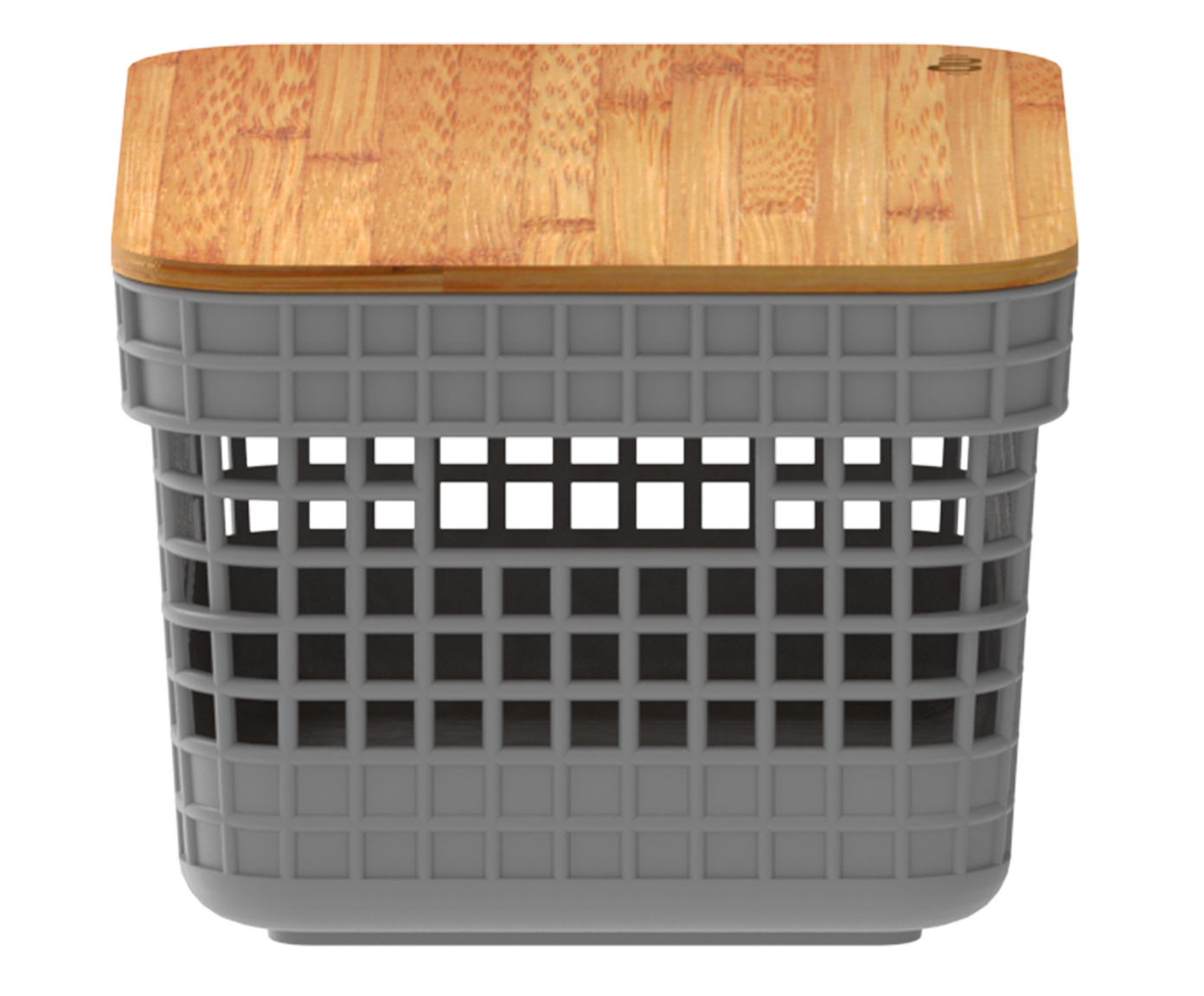 Cesto com Tampa em Bambu Grid II Cinza - image 1