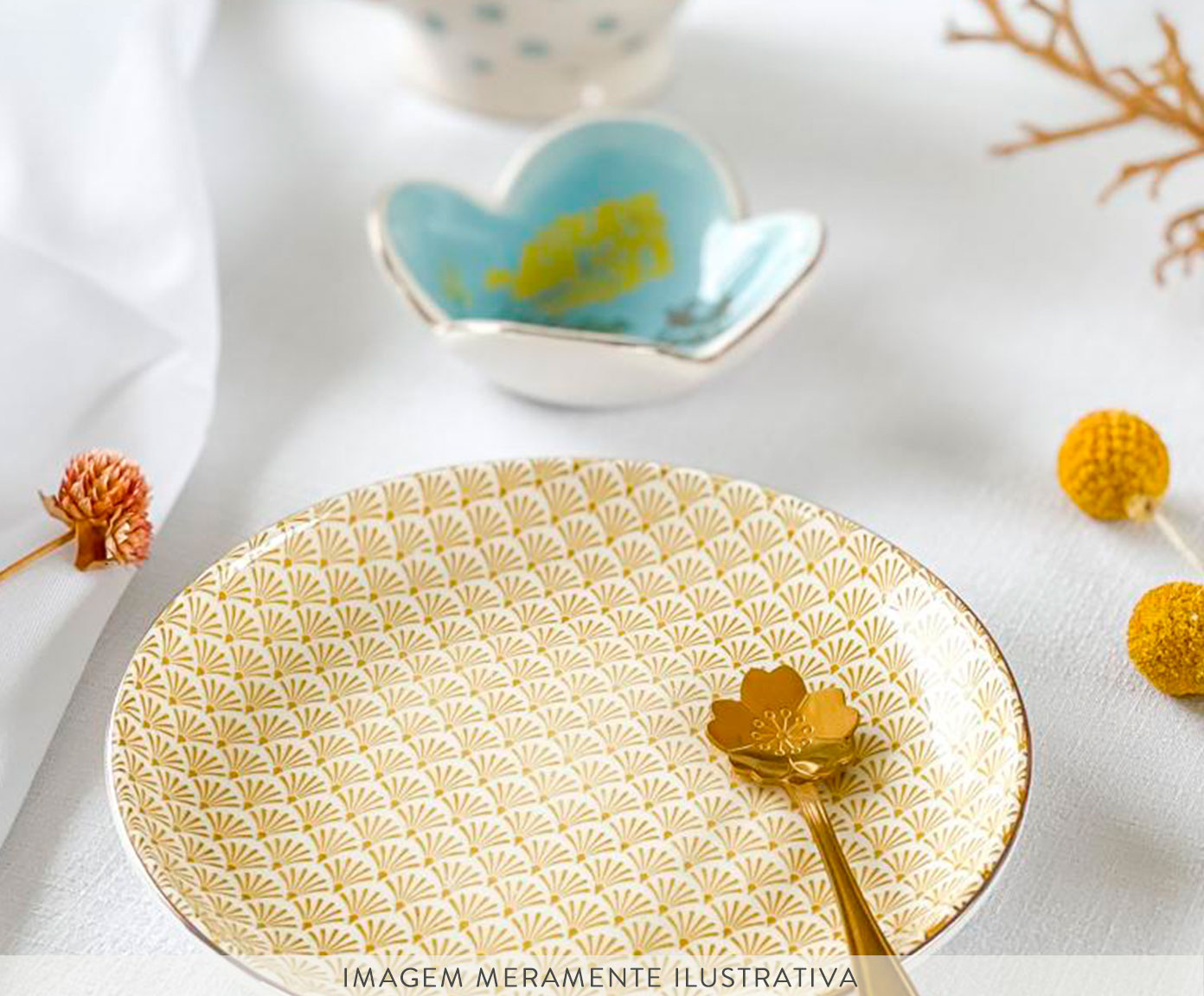 Prato para Sobremesa em Porcelana Elis - Amarelo image number 3
