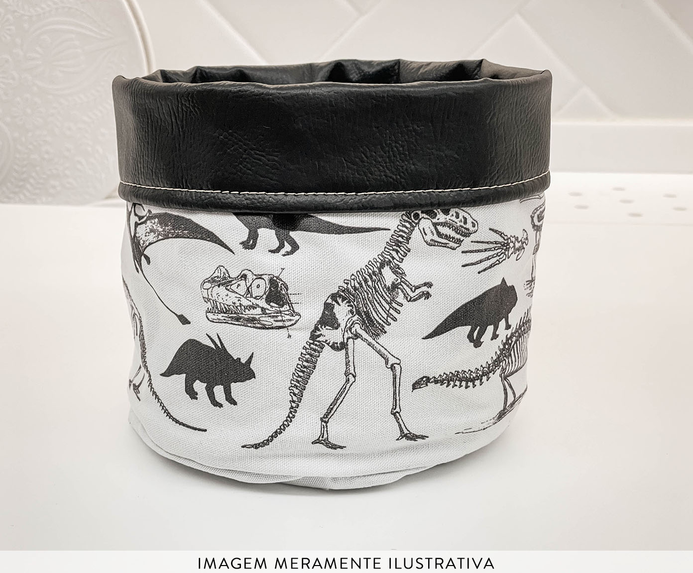 Cachepot Dinossauros Preto e Branco image number 1