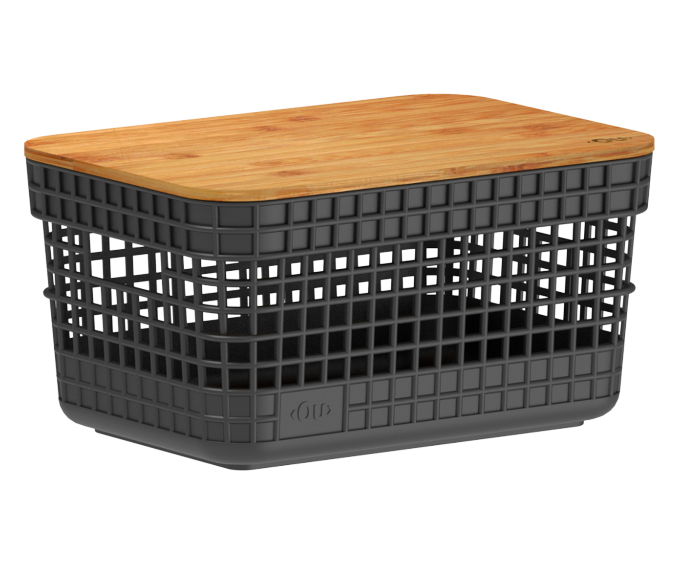 Cesto com Tampa em Bambu Grid Preto - image 1