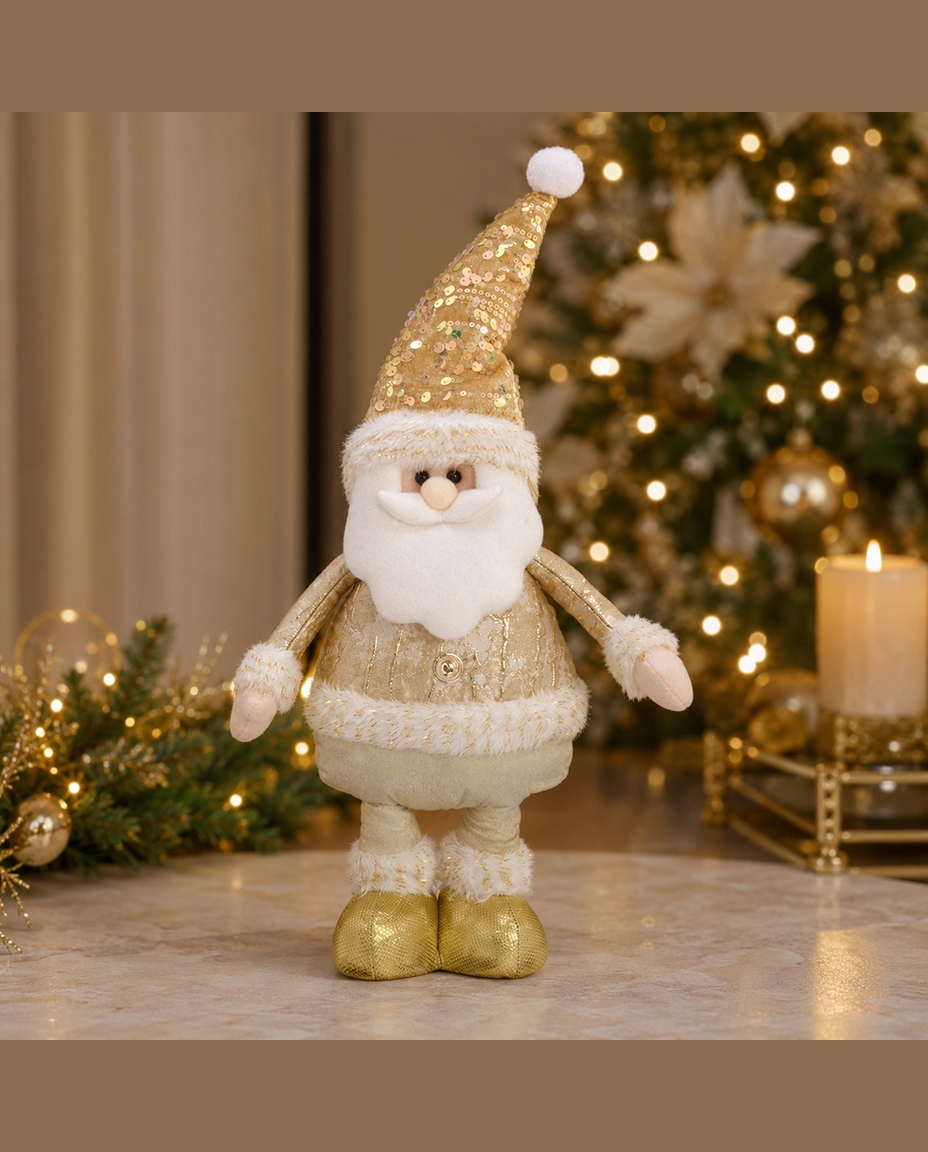Papai Noel Decorativo em P&eacute; Encanto Dourado - image 1