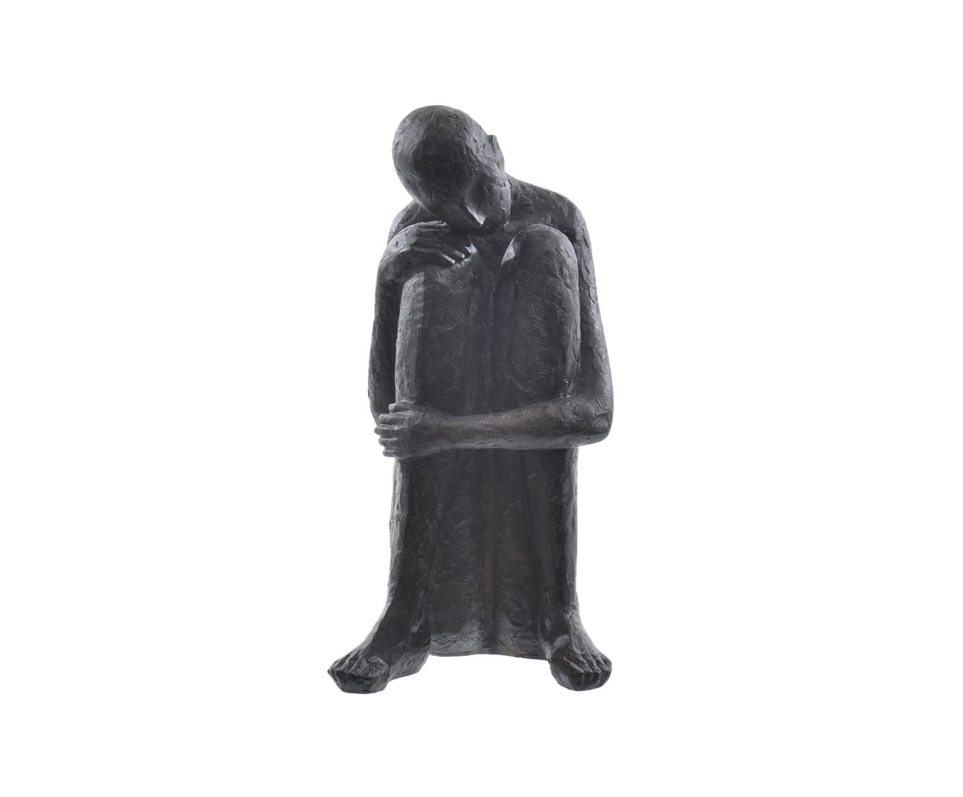 Escultura Homem Sentado Pensativo Preto image number 0