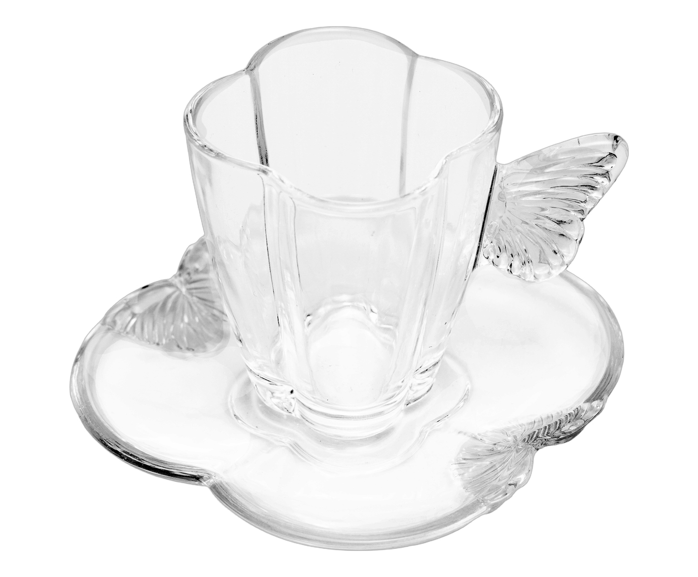 Jogo de X&iacute;caras para Ch&aacute; em Cristal Ecol&oacute;gico Butterfly image number 1