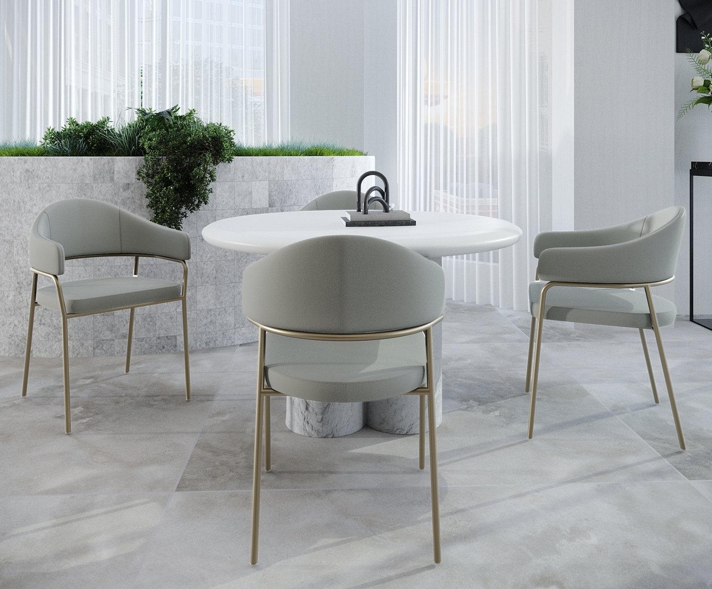 Jogo de Cadeiras de Jantar Olivia Tecido Off White e Champanhe image number 5