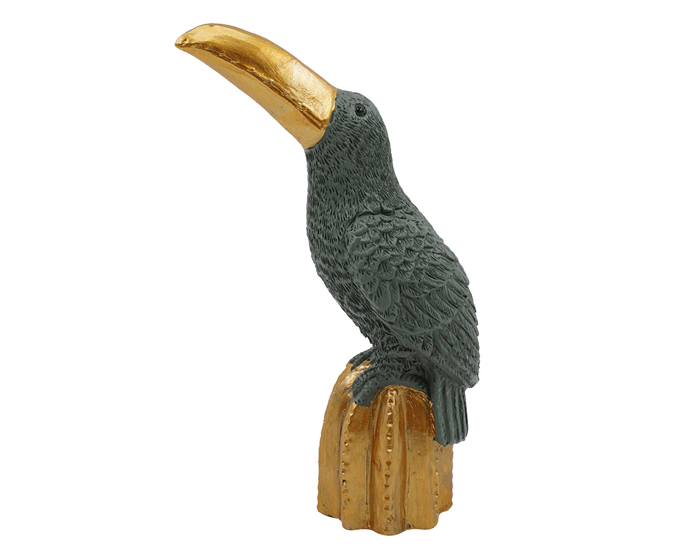 Adorno P&aacute;ssaro Cinza Escuro e Dourado - image 0
