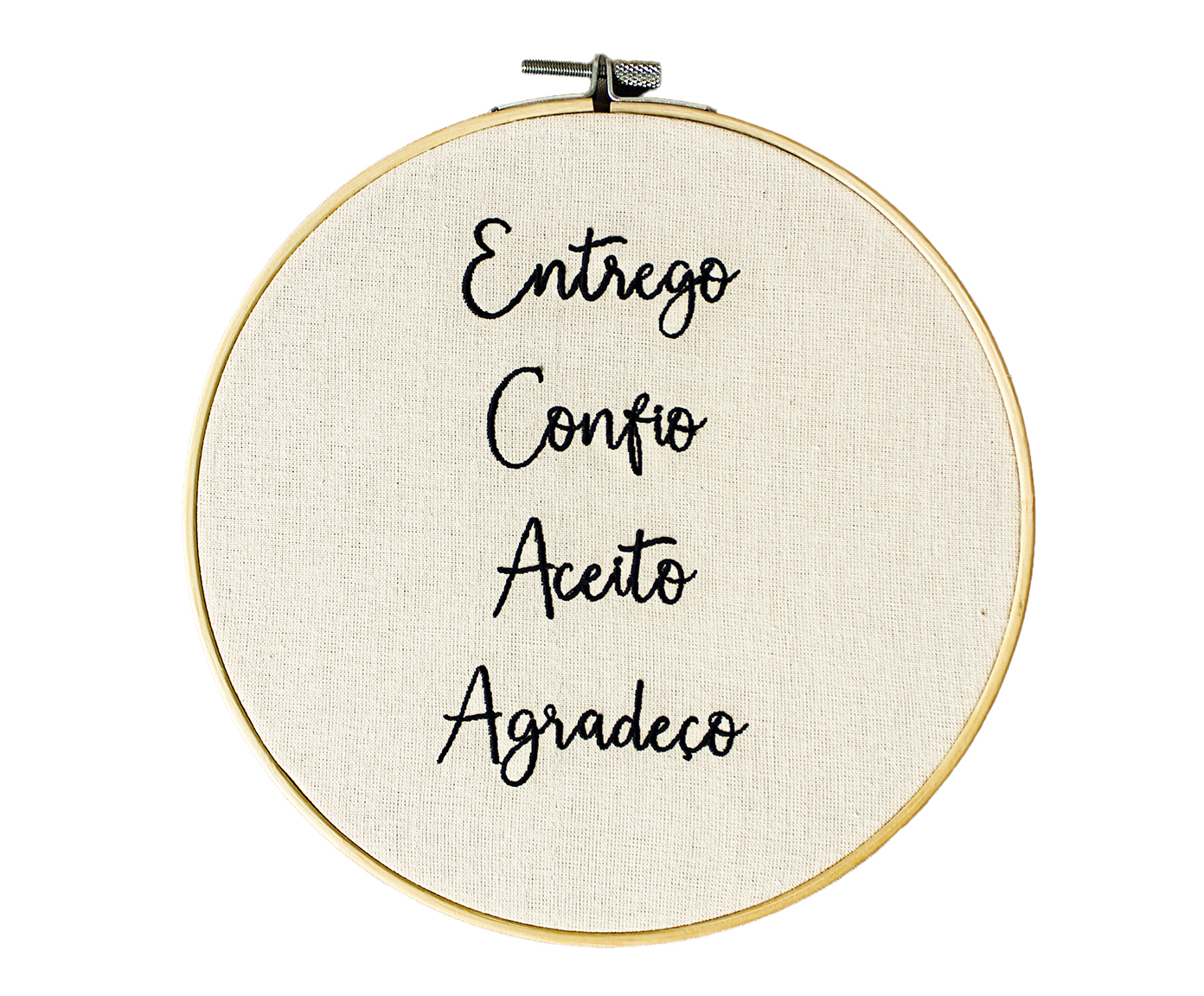 Bordado Decorativo "Entrego, Confio, Aceito e Agrade&ccedil;o" image number 0