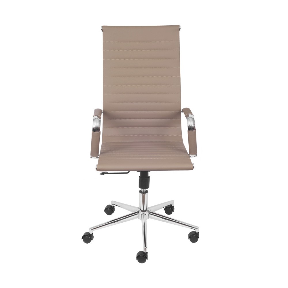Cadeira Girat&oacute;ria com Rod&iacute;zios Alta Office Eames Esteirinha Bege - image 1