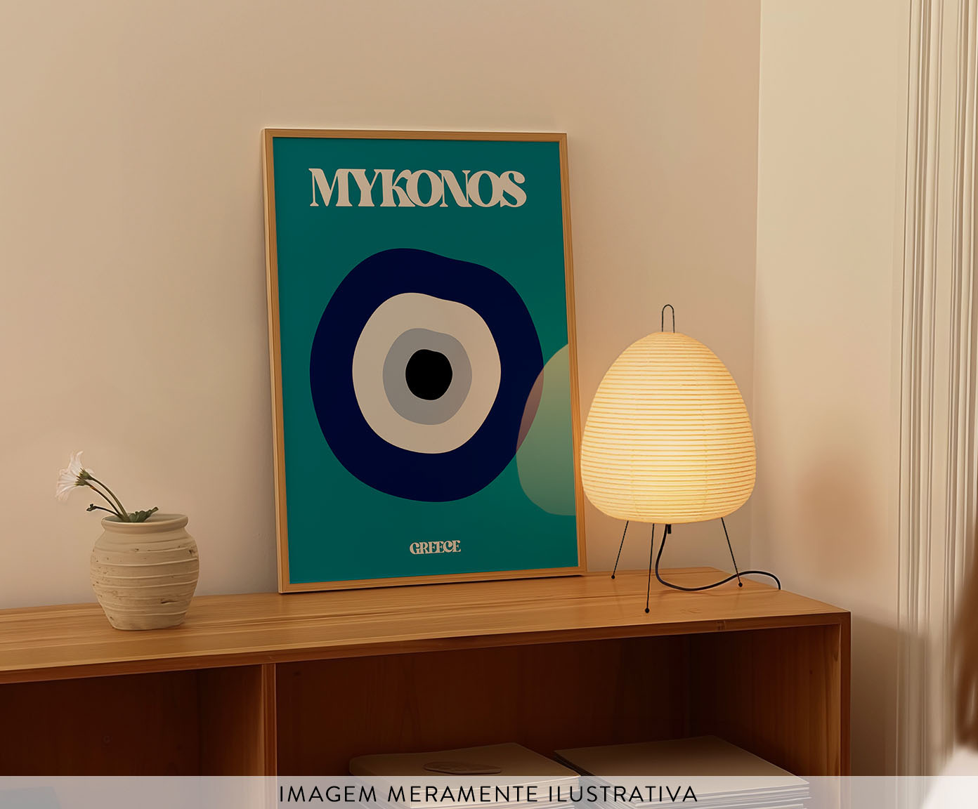 Quadro Mykonos com Moldura em Madeira image number 2