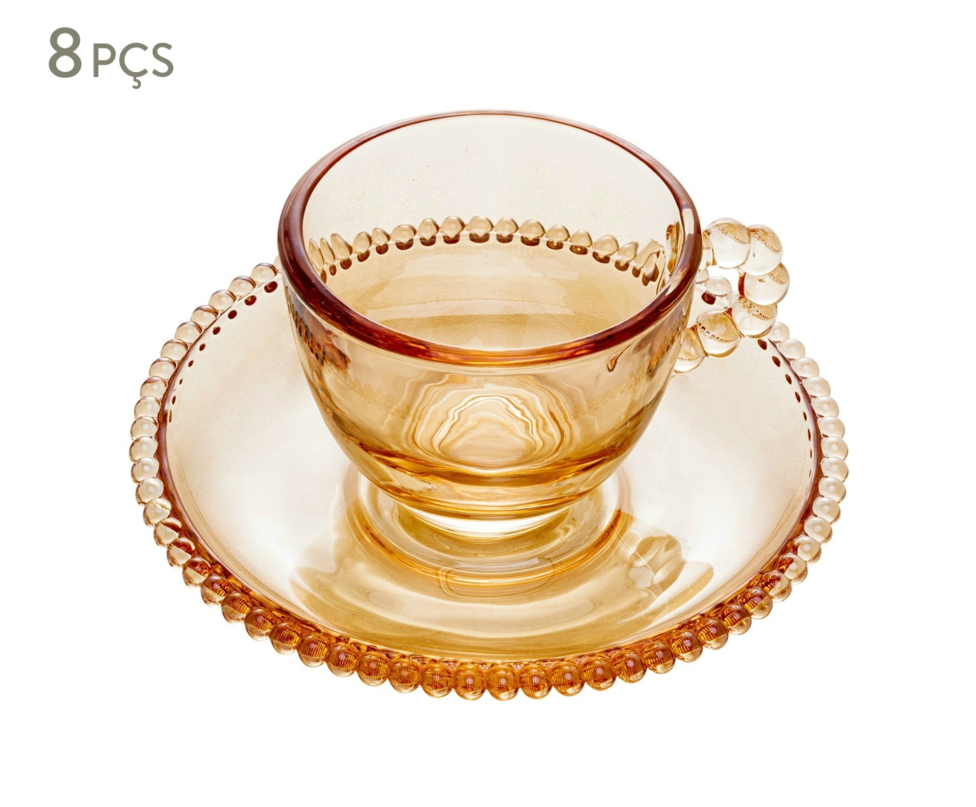 Jogo de X&iacute;caras e Pires Caf&eacute; em Cristal Pearl image number 0