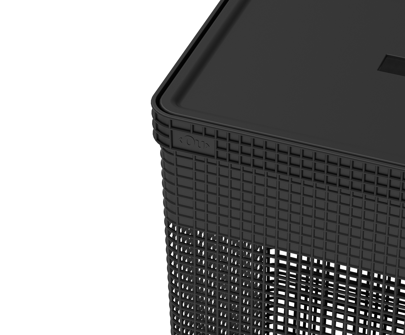 Cesto de Roupas com Tampa Grid Preto image number 3