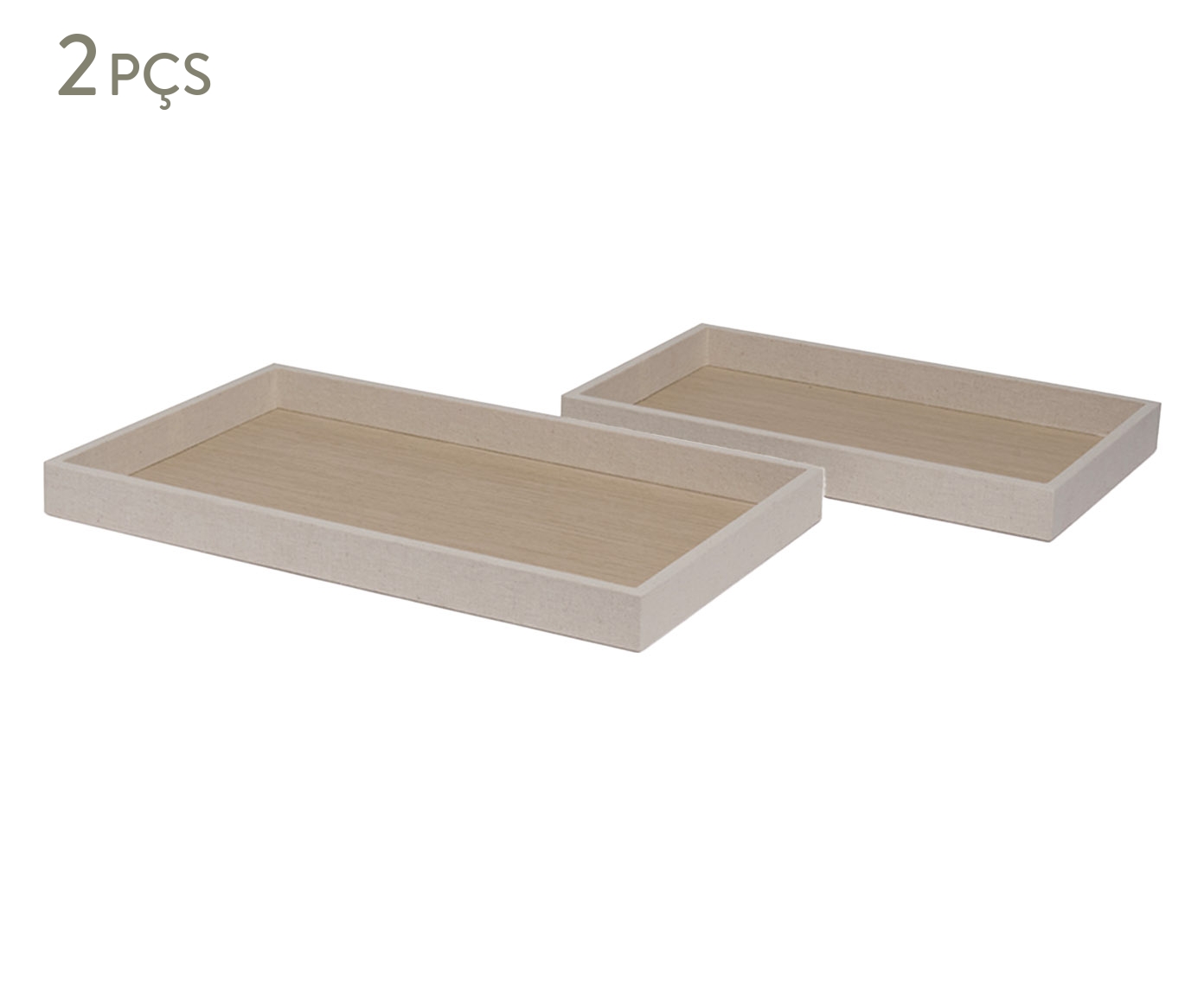 Kit Bandejas em Mdf Laminado e Linho 2 P&ccedil;s image number 0