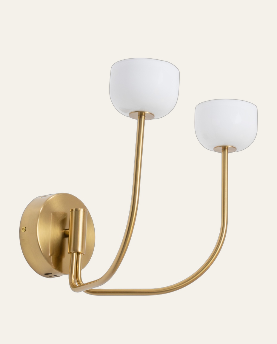 Arandela de Led Tulip Opalino e Dourado - image 0