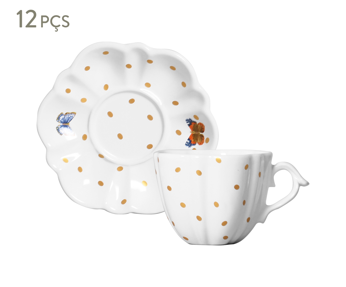 Jogo de X&iacute;caras de Ch&aacute; com Pires Champignons Valentina image number 0