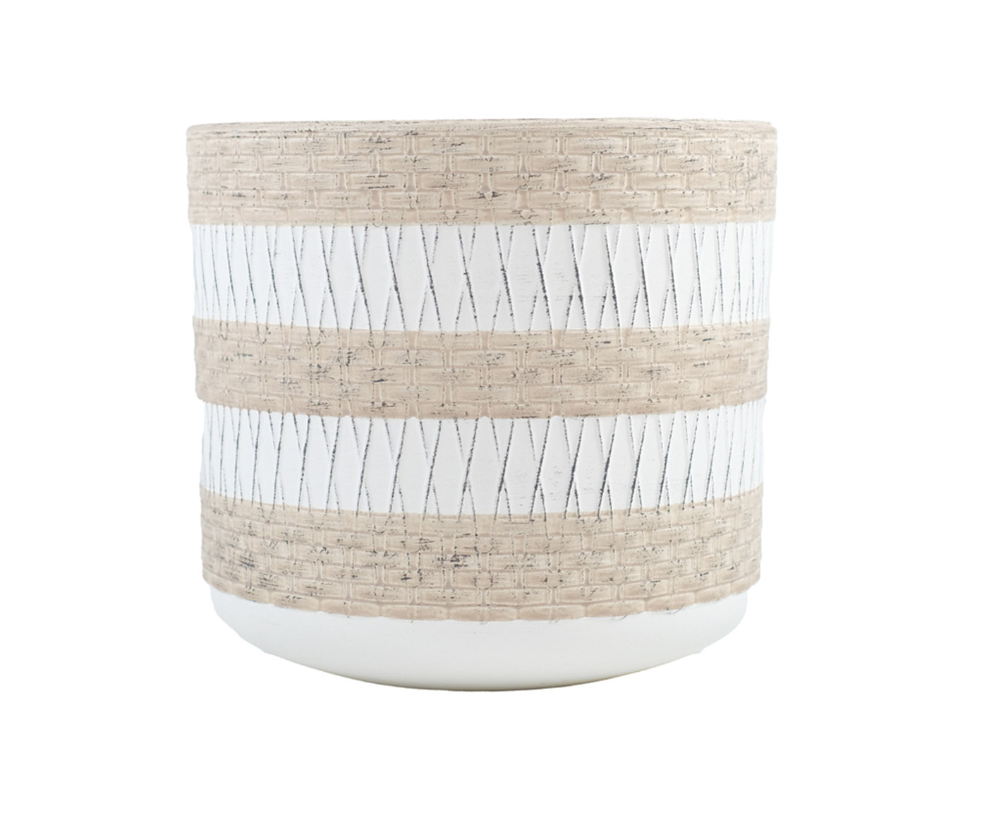 Cachepot Flin Bege e Branco Grande - image 0