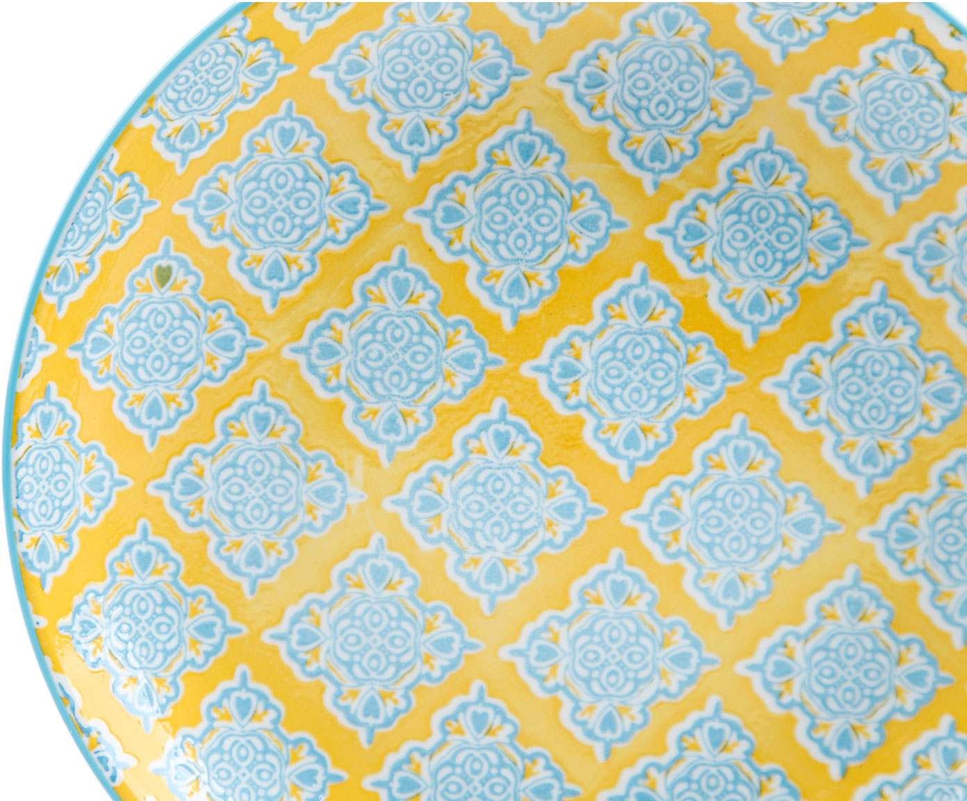 Prato para Sobremesa em Porcelana Bart - Amarelo e Azul image number 1
