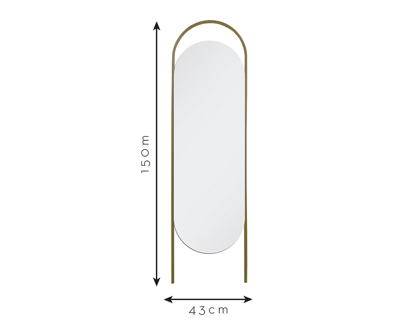 Espelho de Corpo Portal Fit Oblongo Dourado image number 2