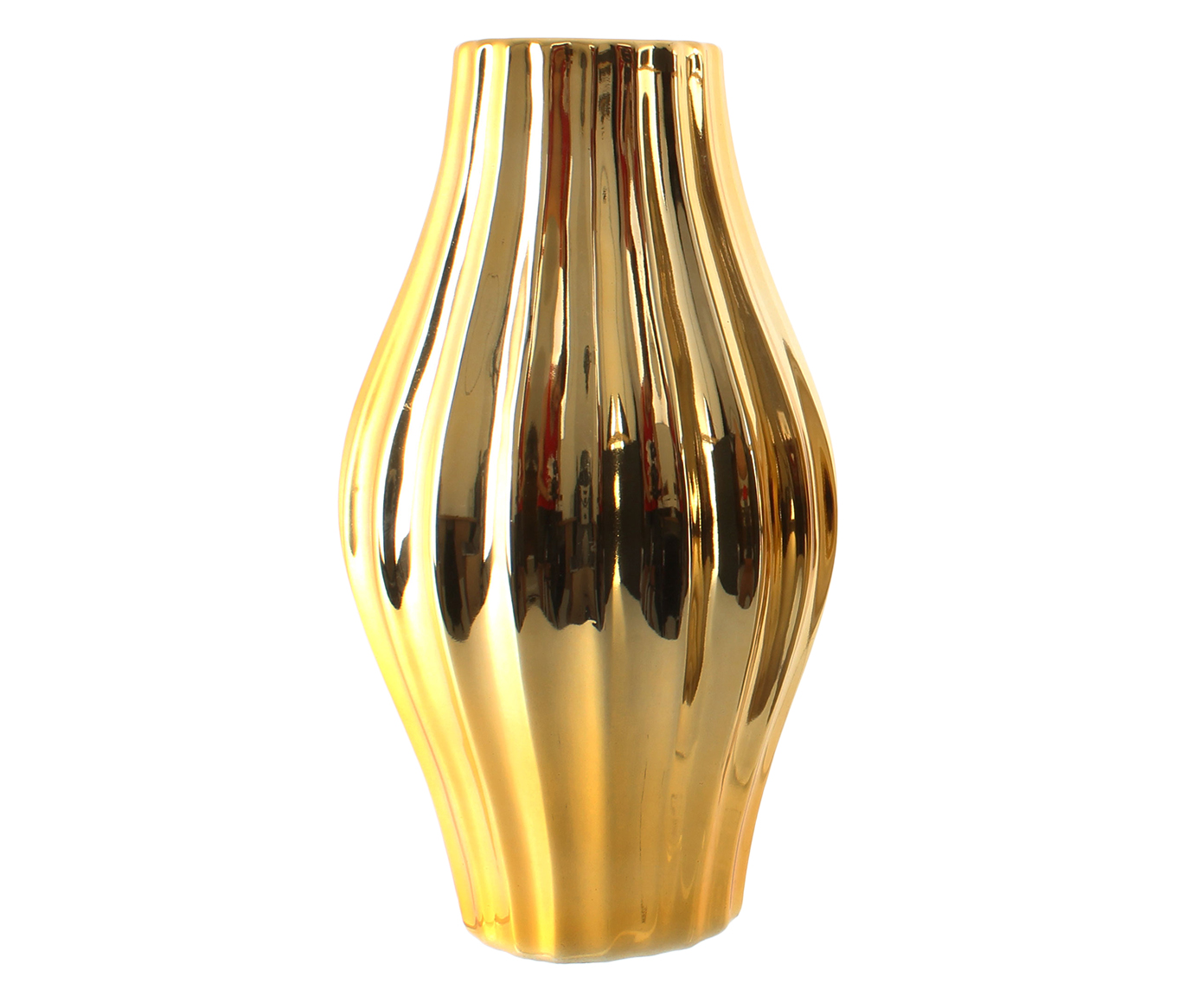 Vaso em Porcelana Bulb Dourado image number 0