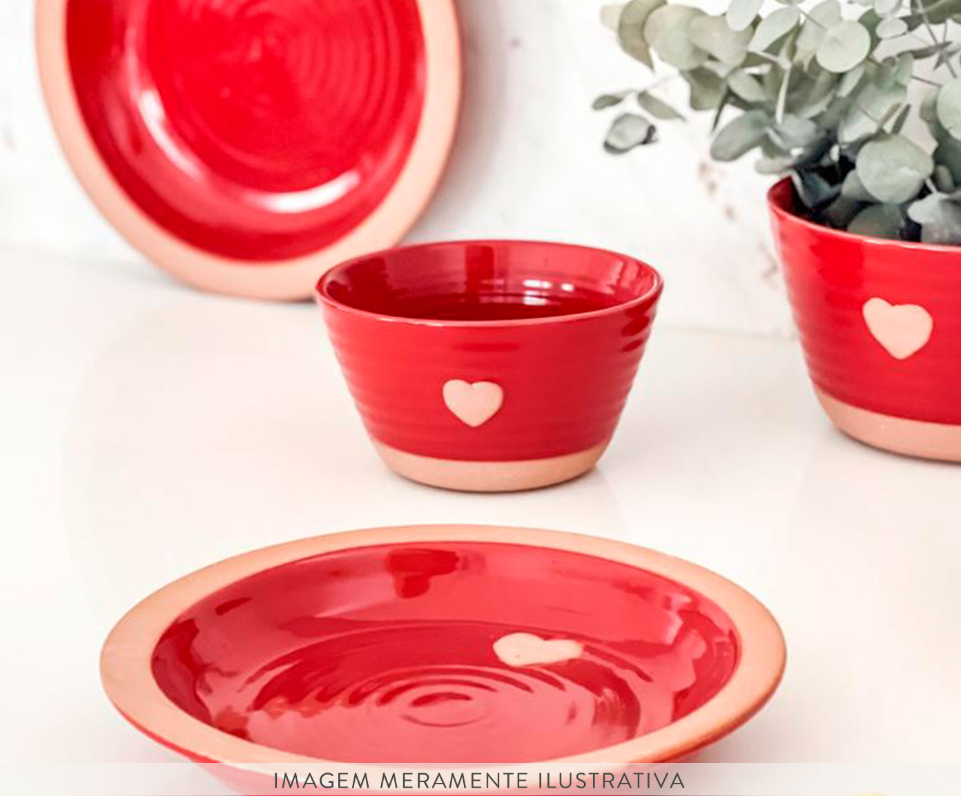 Prato Raso em Porcelana Lala - Vermelho image number 3