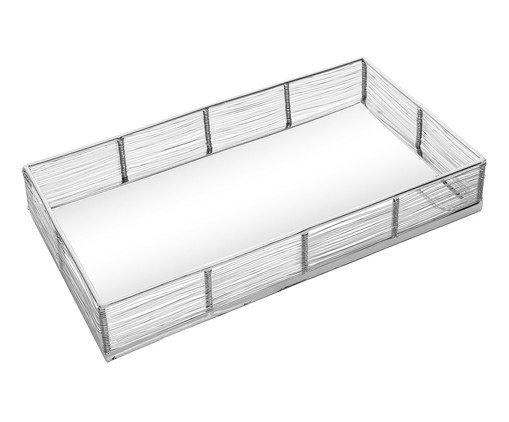Bandeja Decorativa com Espelho Glafira Prateado image number 0