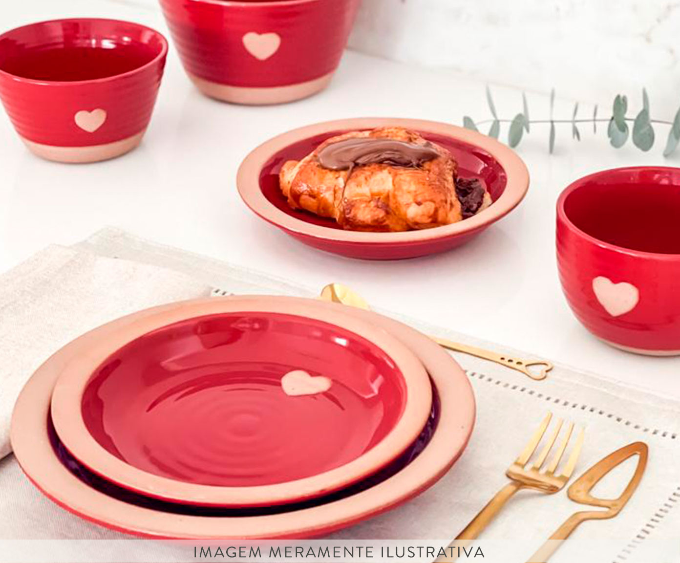 Prato Raso em Porcelana Lala - Vermelho image number 4