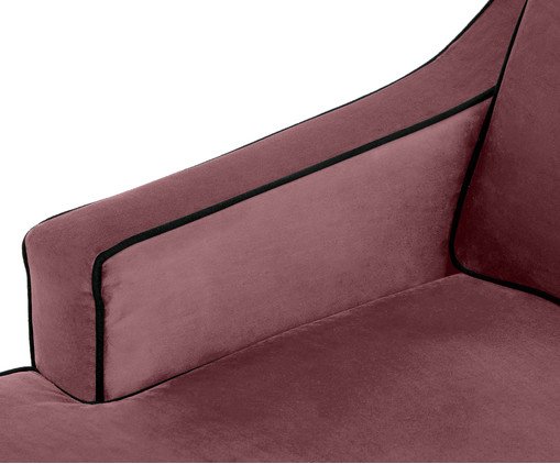 Sof&aacute; Windsor em Veludo - Rosa Ch&aacute; com Vivo Preto image number 4