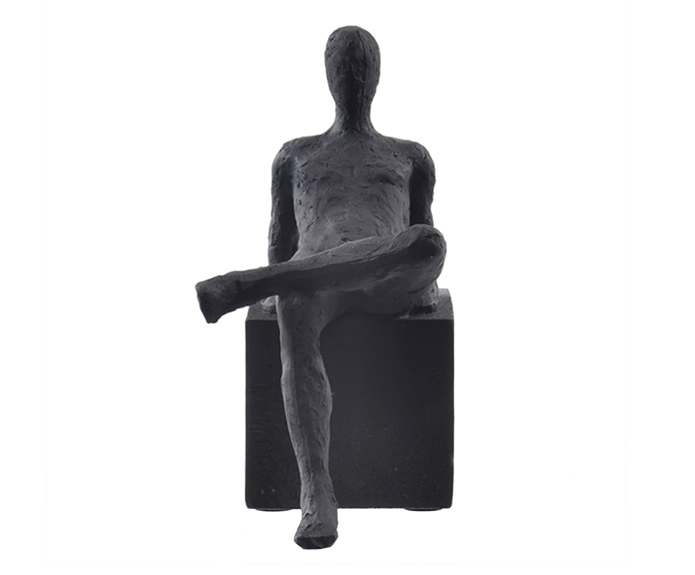 Escultura Homem Sentado Apoiado Preto image number 0