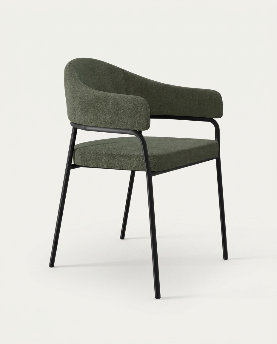 Cadeira de Jantar Olivia Tecido Boucle Verde image number 4