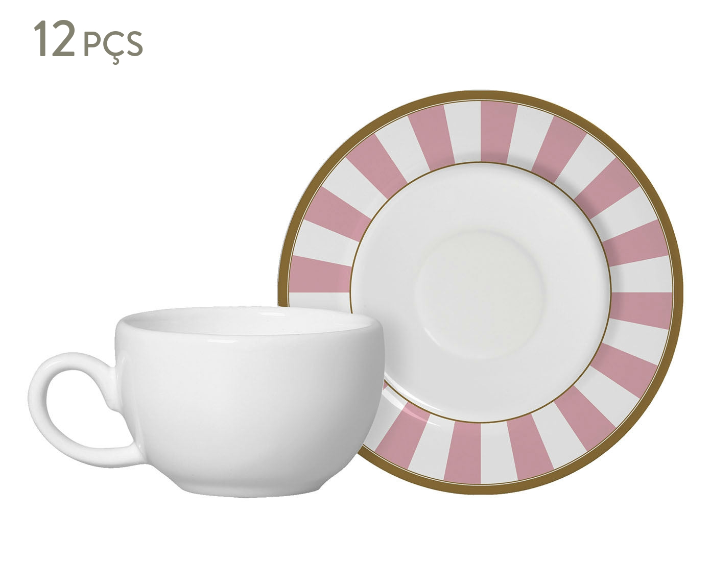 Jogo de X&iacute;caras de Caf&eacute; com Pires Stripe Rosa - image 0