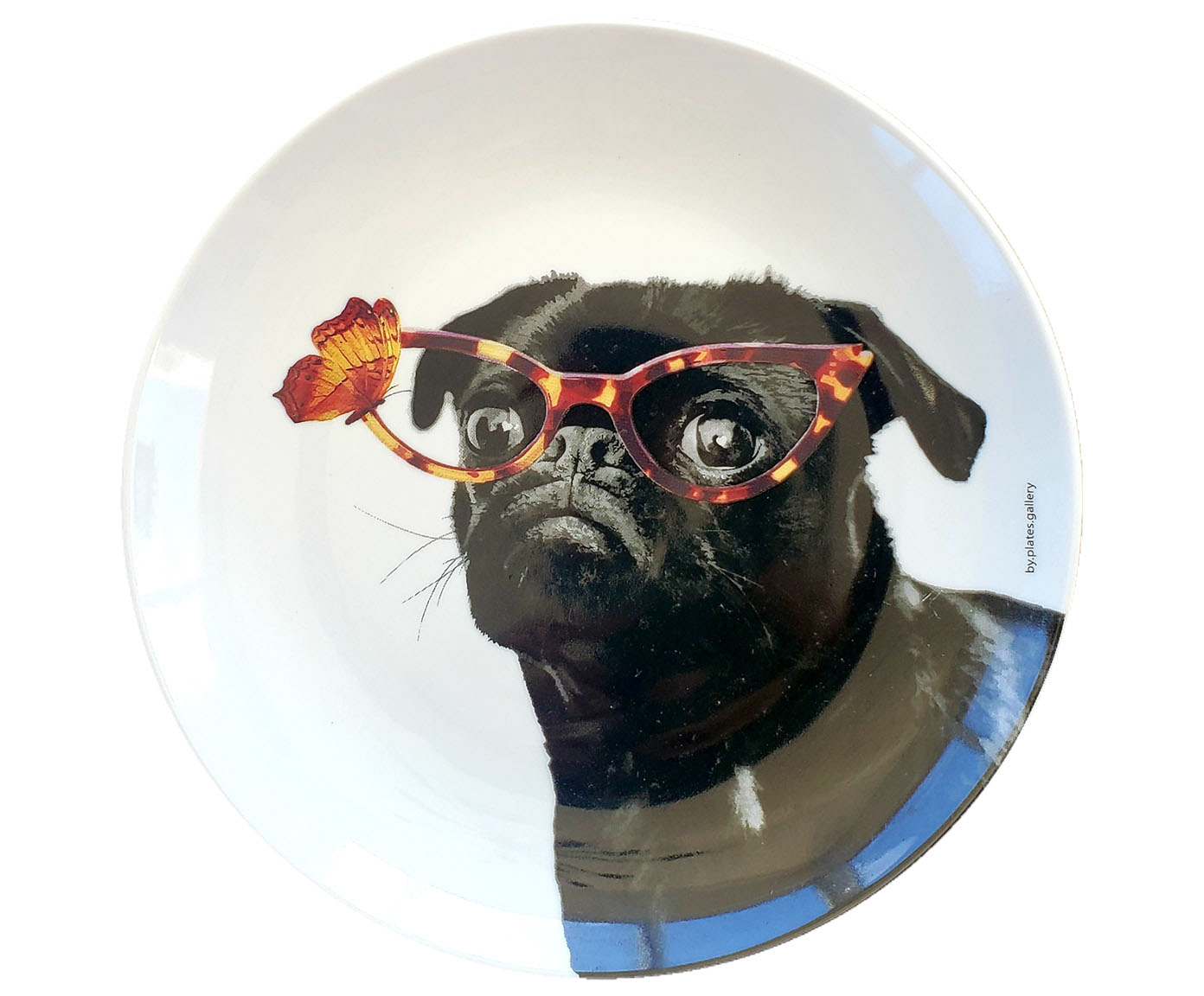 Prato de Porcelana Pug Juaninha And Butterfly - image 0