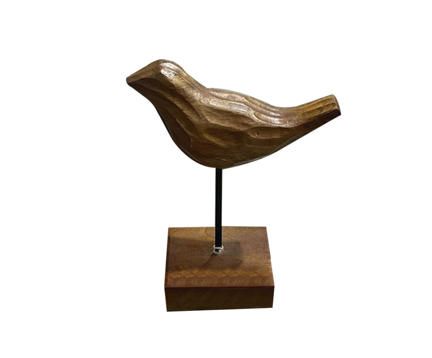 Adorno P&aacute;ssaro em Madeira Pinnie - Marrom - image 0