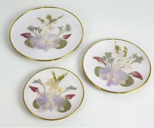 Jogo de Pratos Decorativos Elo Florence Branco image number 1