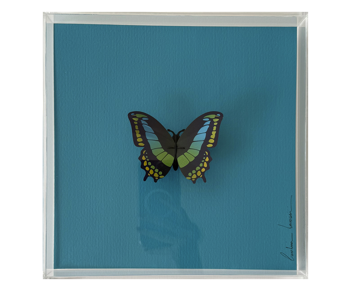 Quadro Borboleta Azul 3D - 25x25 cm - image 0