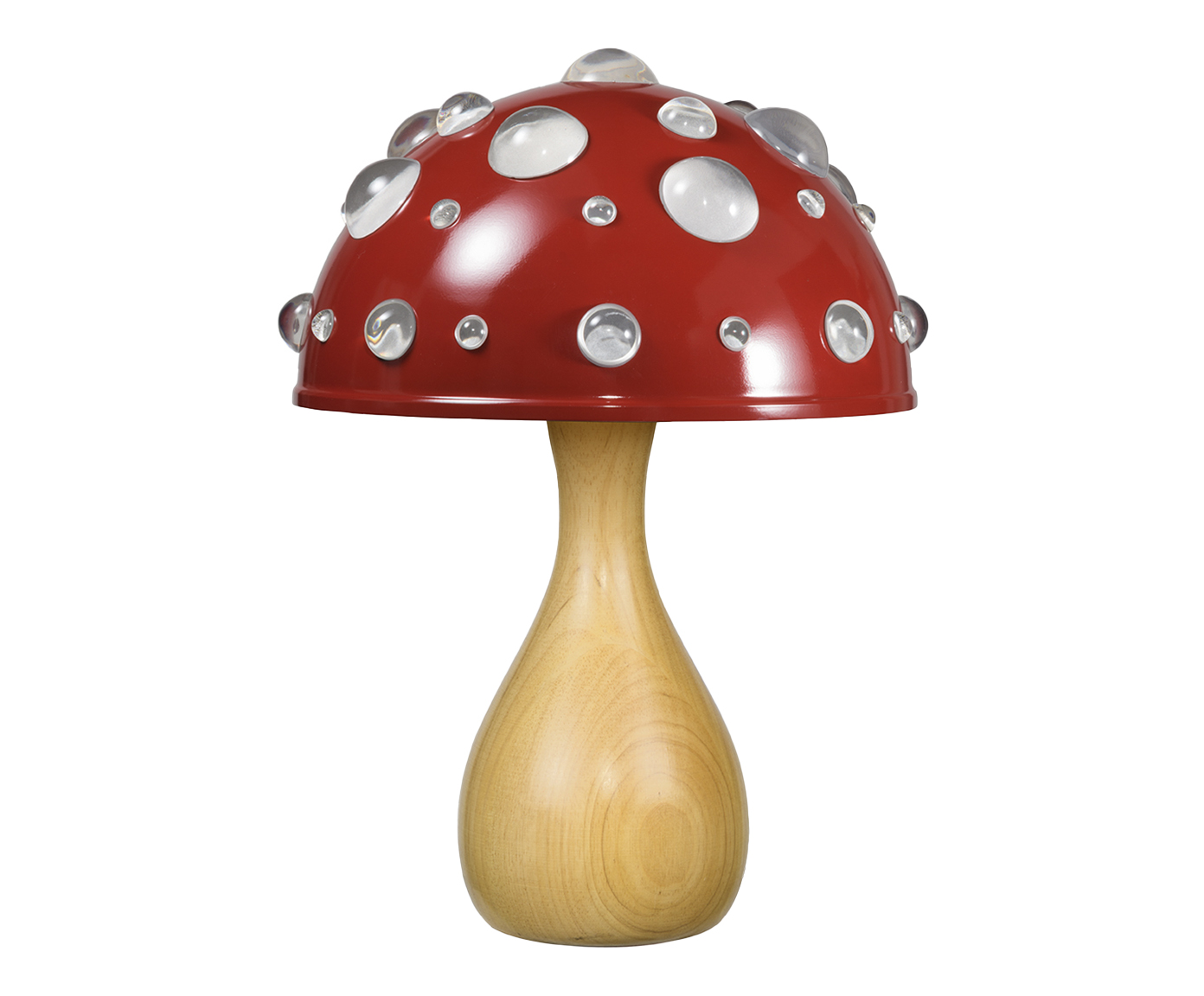 Lumin&aacute;ria Cogumelo Vermelho Liso Brilhante e Marfim - image 0