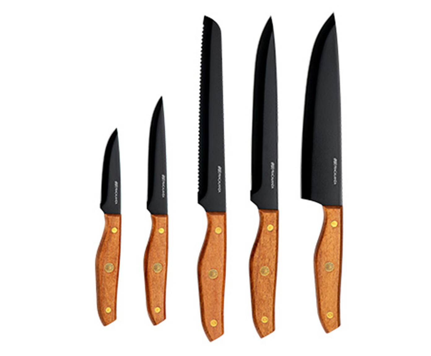 Jogo de Cepo com Facas em Inox Hanzzo Wood - image 1