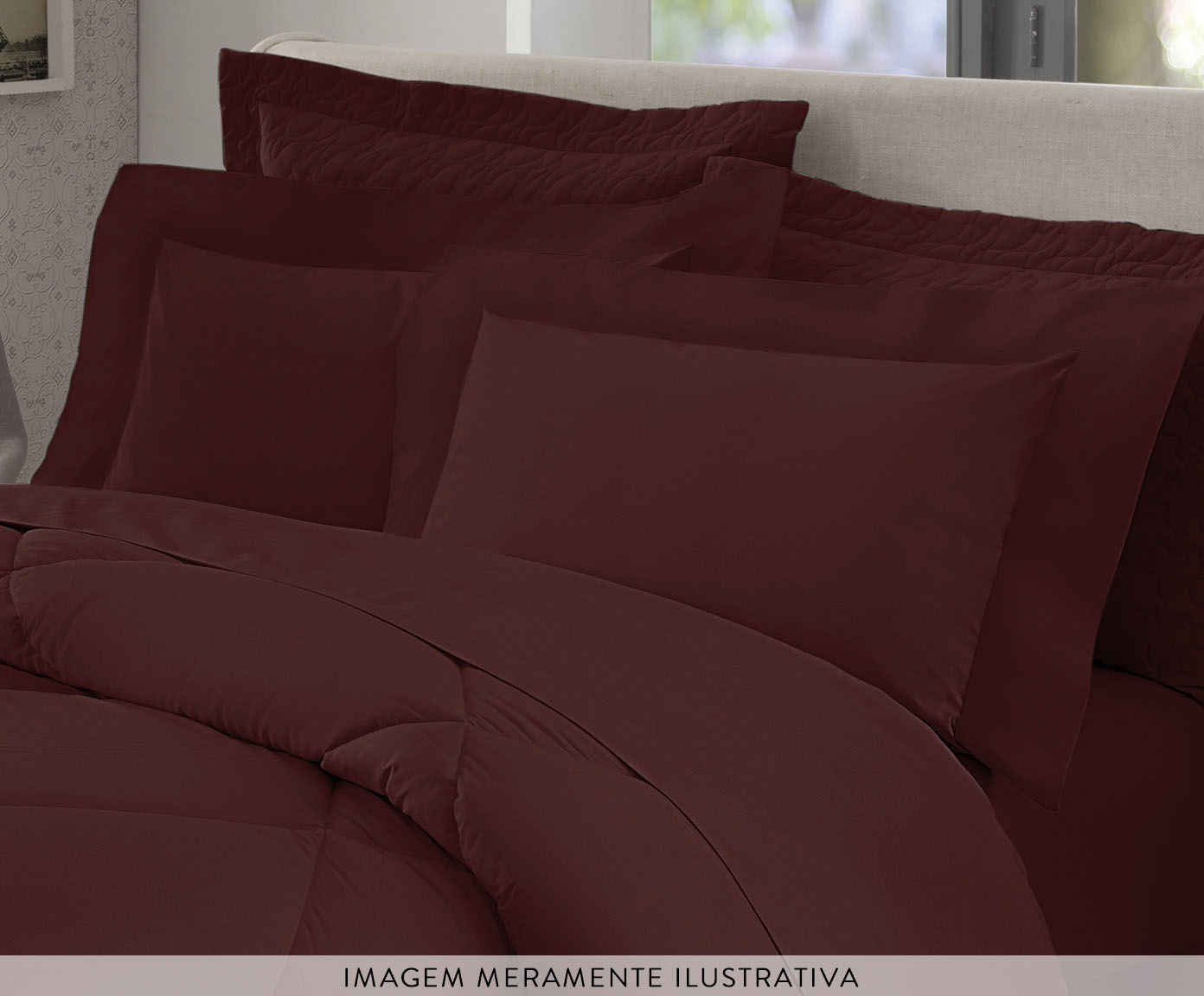 Fronha com Aba Acetinada Malbec 300 Fios - 50X70cm - image 1