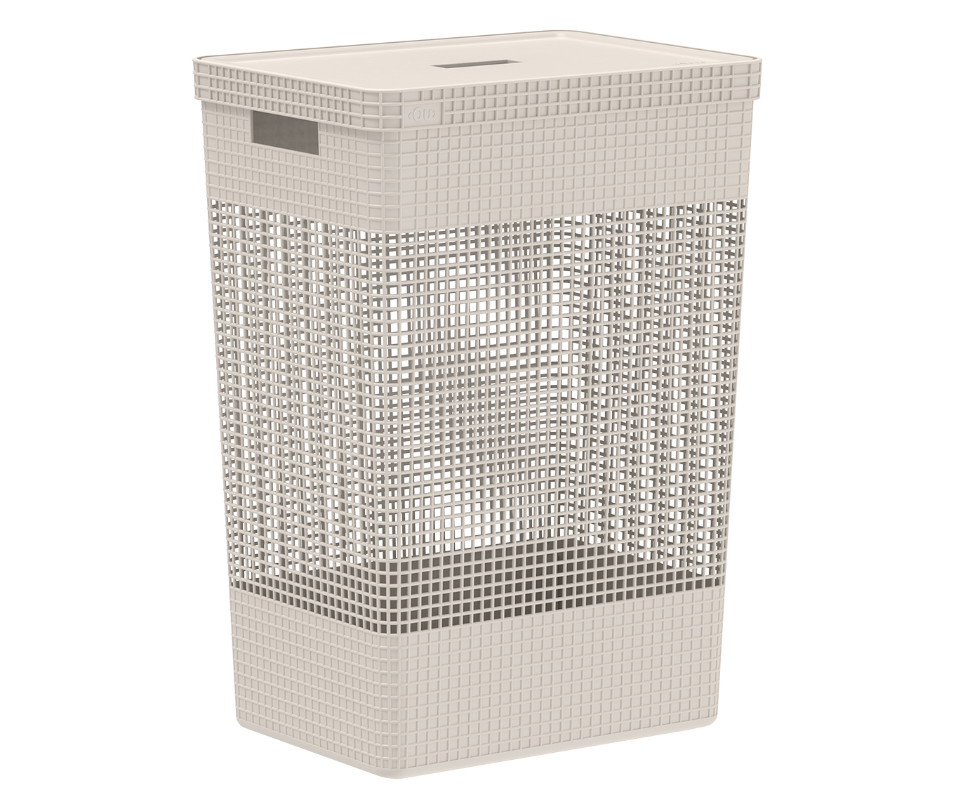 Cesto de Roupas com Tampa Grid Creme image number 1