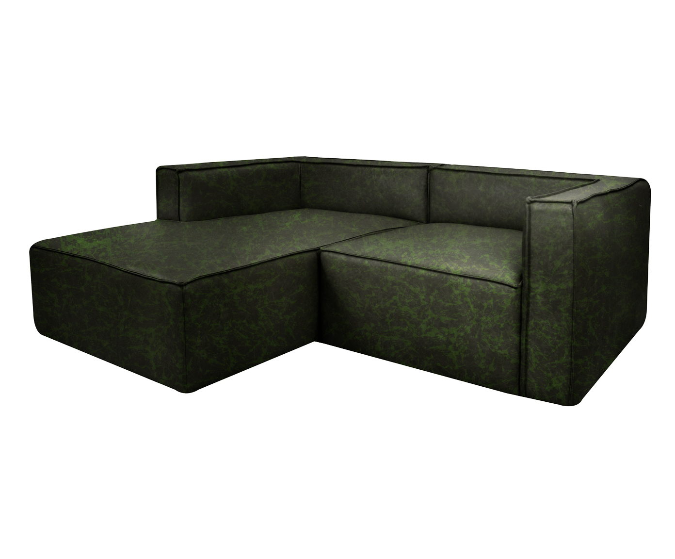 Sof&aacute; 2 M&oacute;dulos Chaise Esquerdo Mensa em Couro Verde image number 2