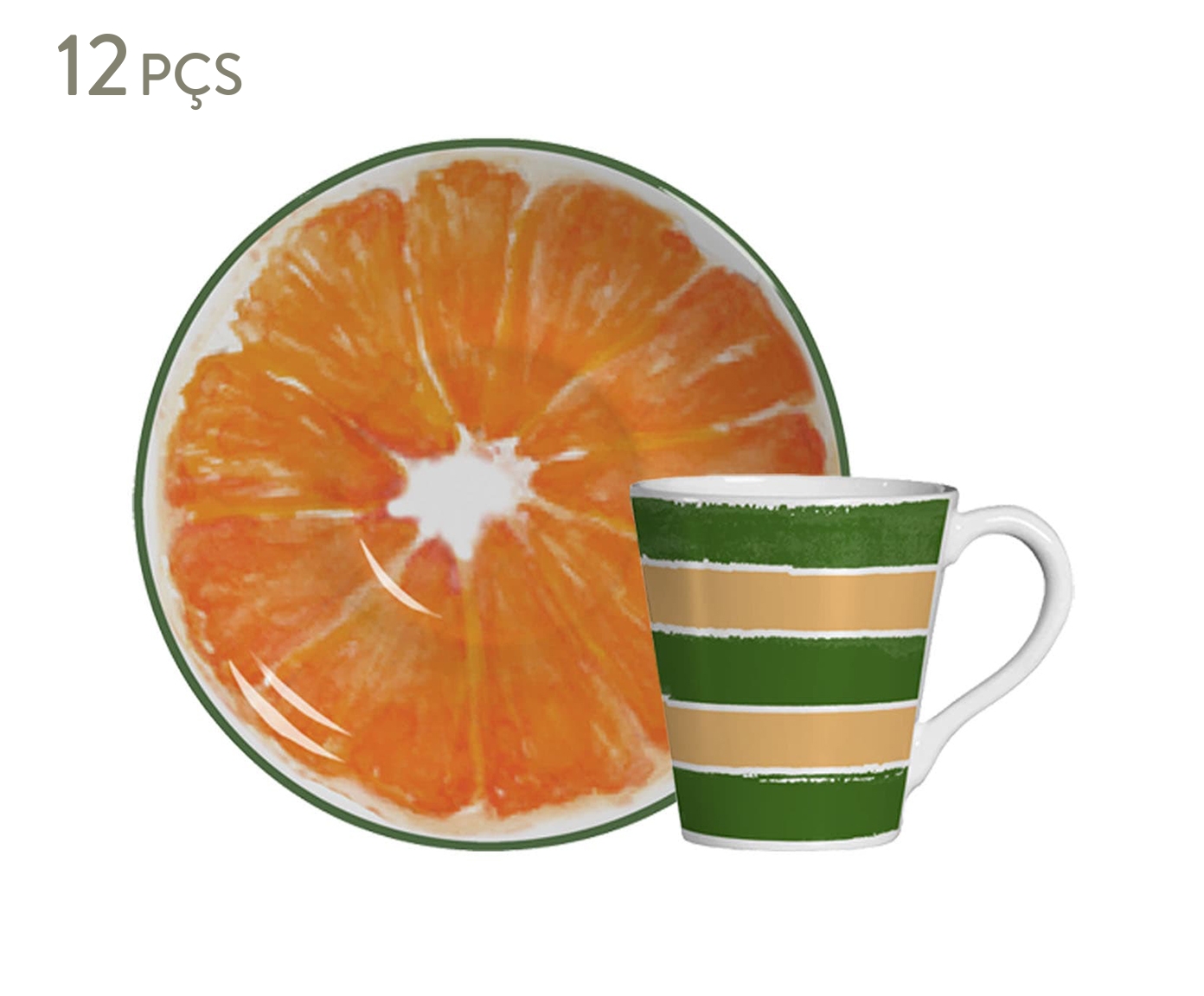 Jogo de X&iacute;caras de Ch&aacute; com Pires Laranja image number 0