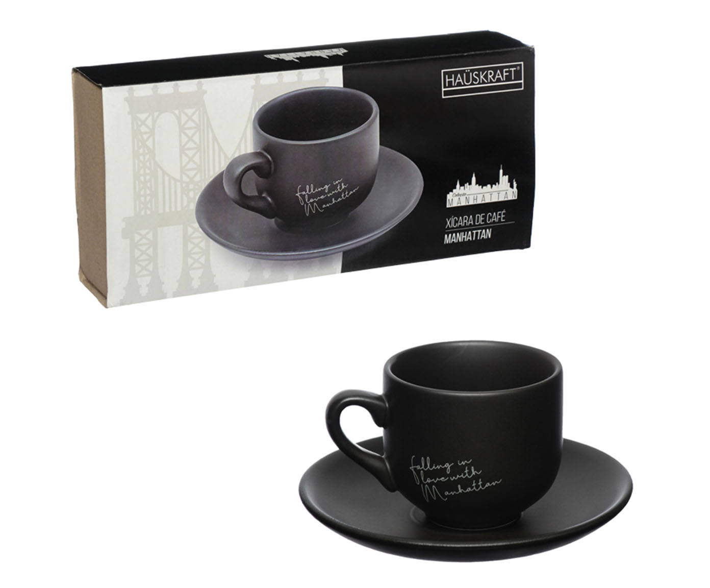 Jogo de X&iacute;caras de Caf&eacute; com Pires em Porcelana Manhattan image number 1