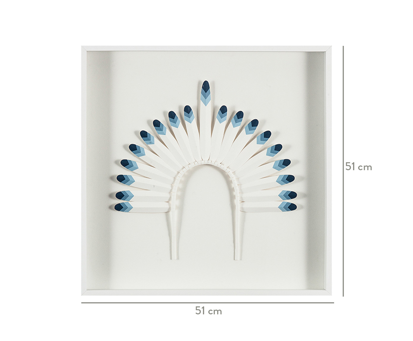 Quadro com Vidro Cocar Azul e Branco - 51x51cm image number 2