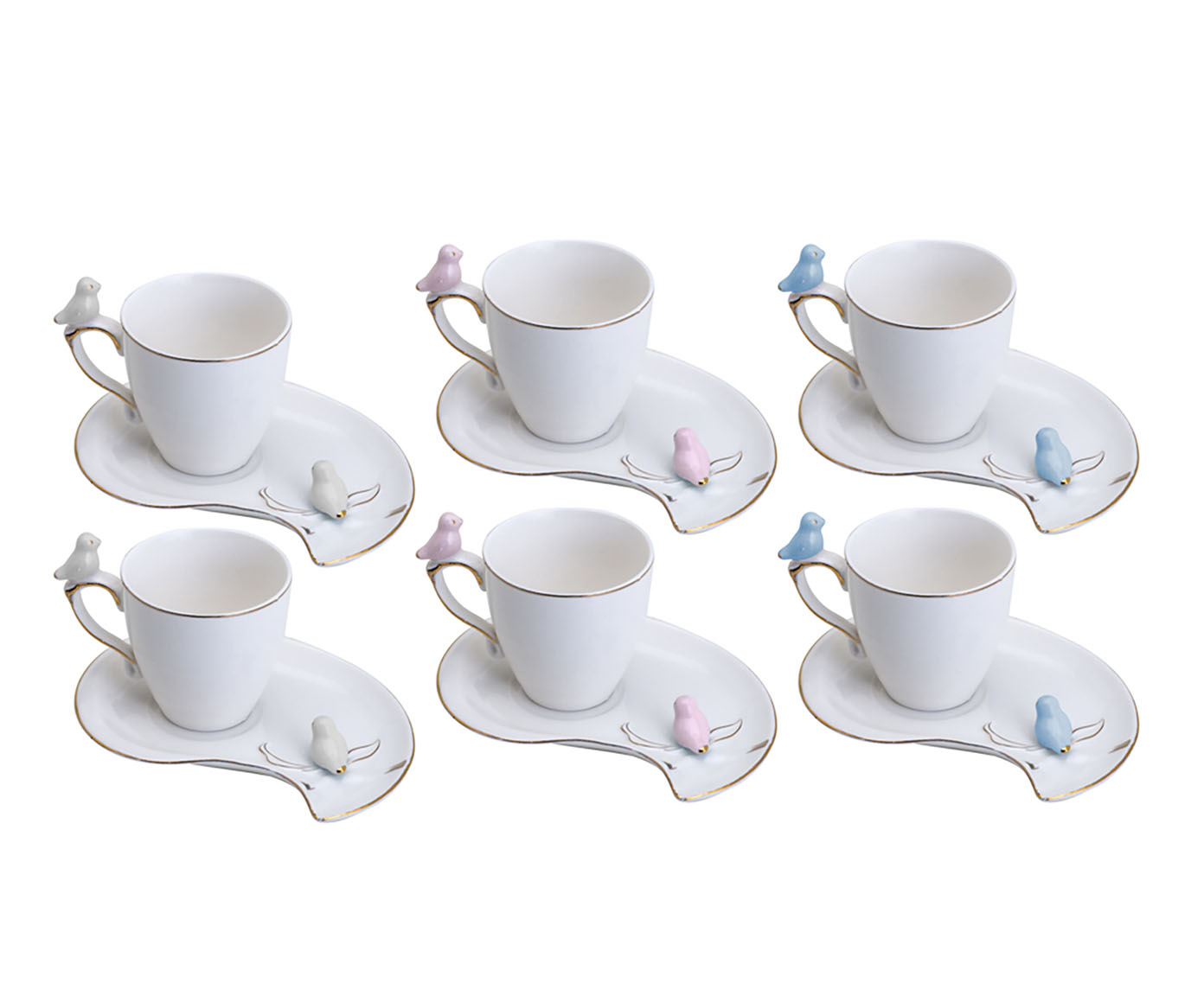 Jogo de X&iacute;caras para Caf&eacute; Cute Birds Design Plate - image 0