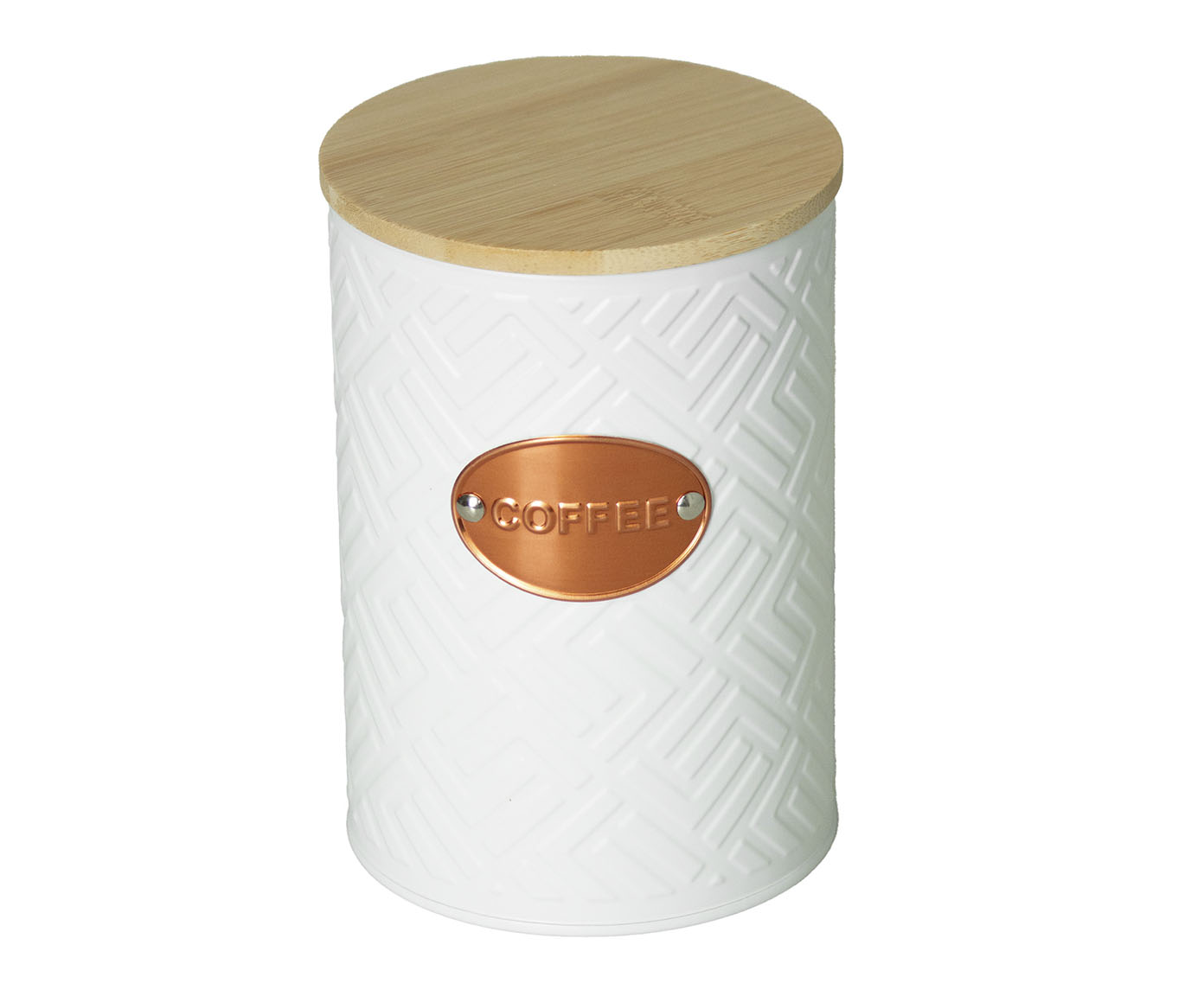 Porta-caf&eacute; de Metal com Tampa de Bambu Mosaic Branco image number 0