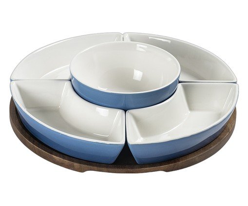 Jogo de Petisqueiras com Bandeja Mandala Degrad&ecirc; Azul image number 0