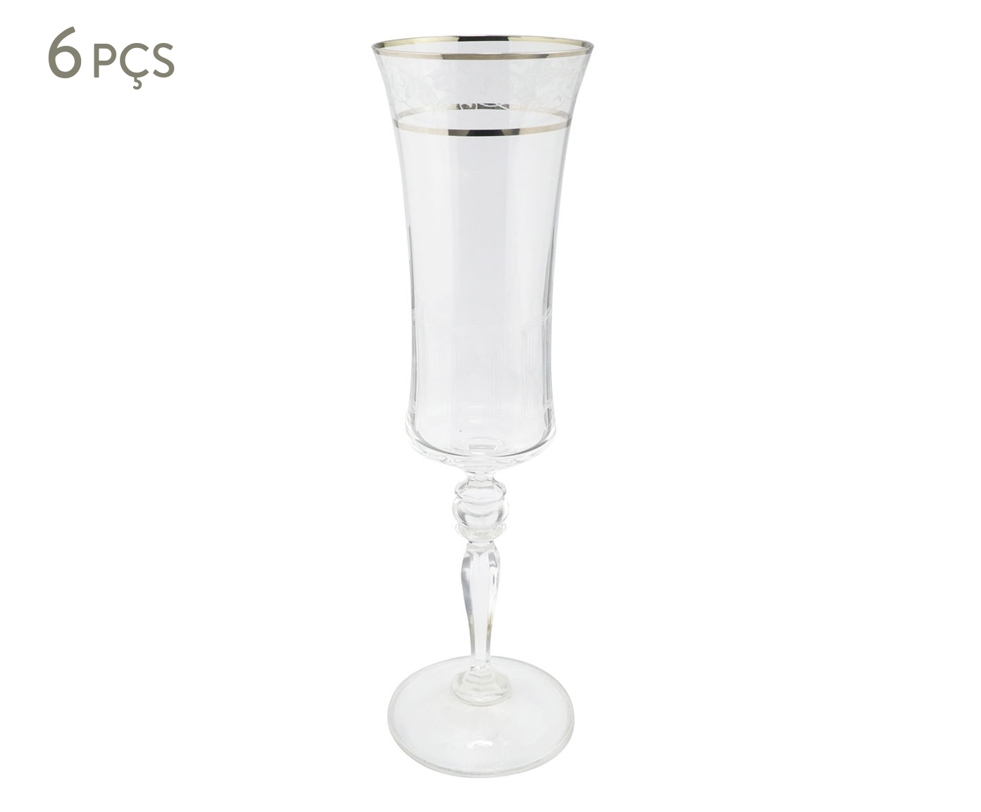 Jogo de Ta&ccedil;as para Champanhe Grace em Cristal Platinum Rim image number 0
